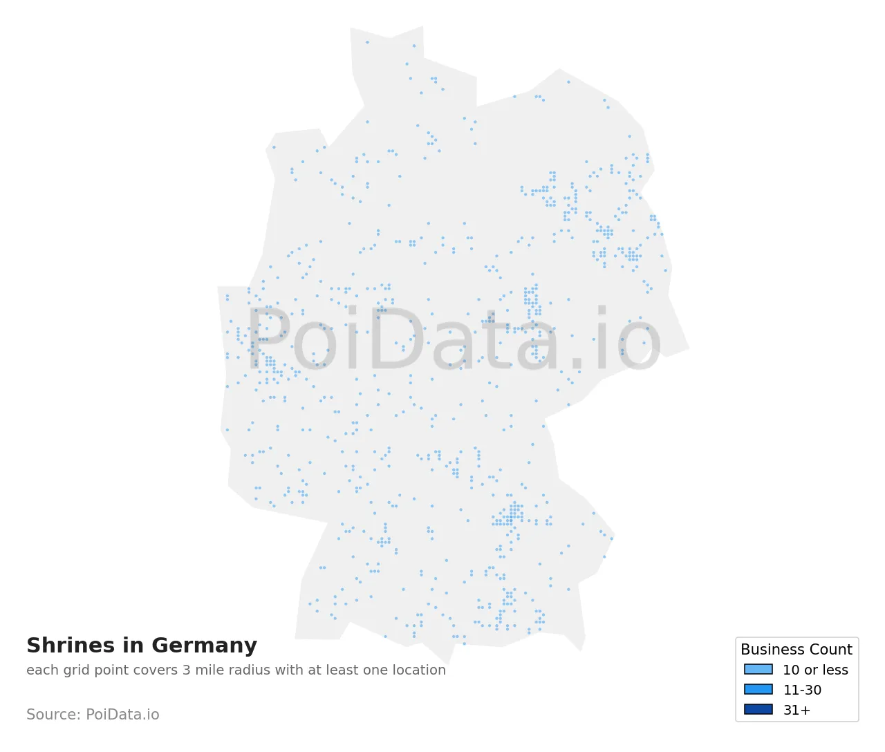 Shrine density map for Germany