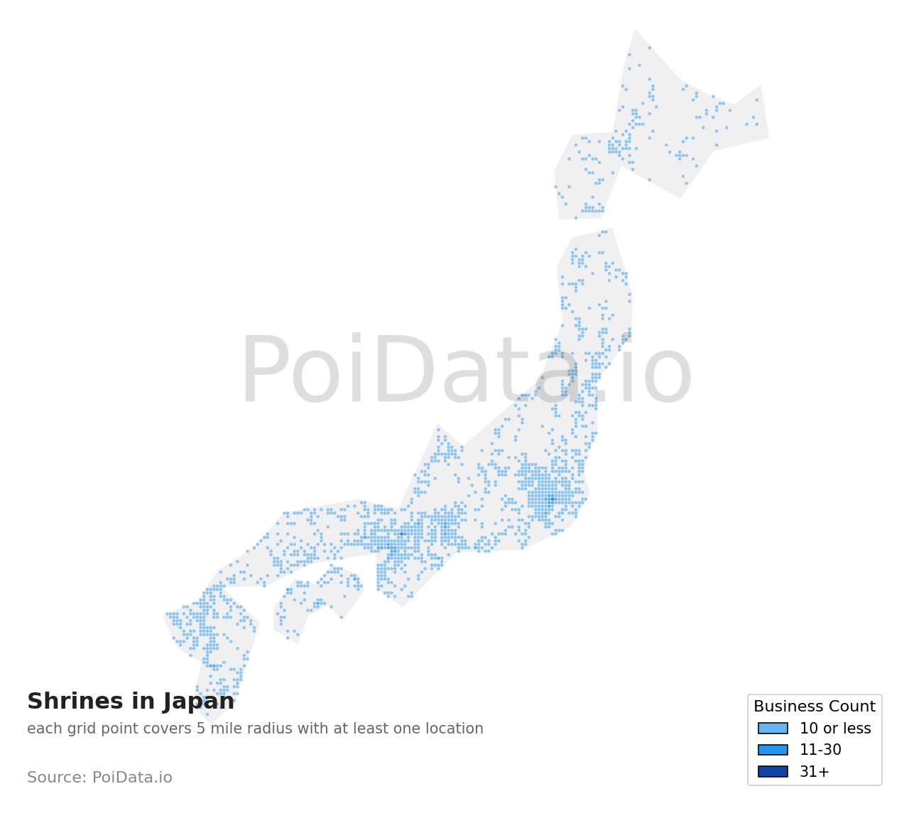 Shrine density map for Japan