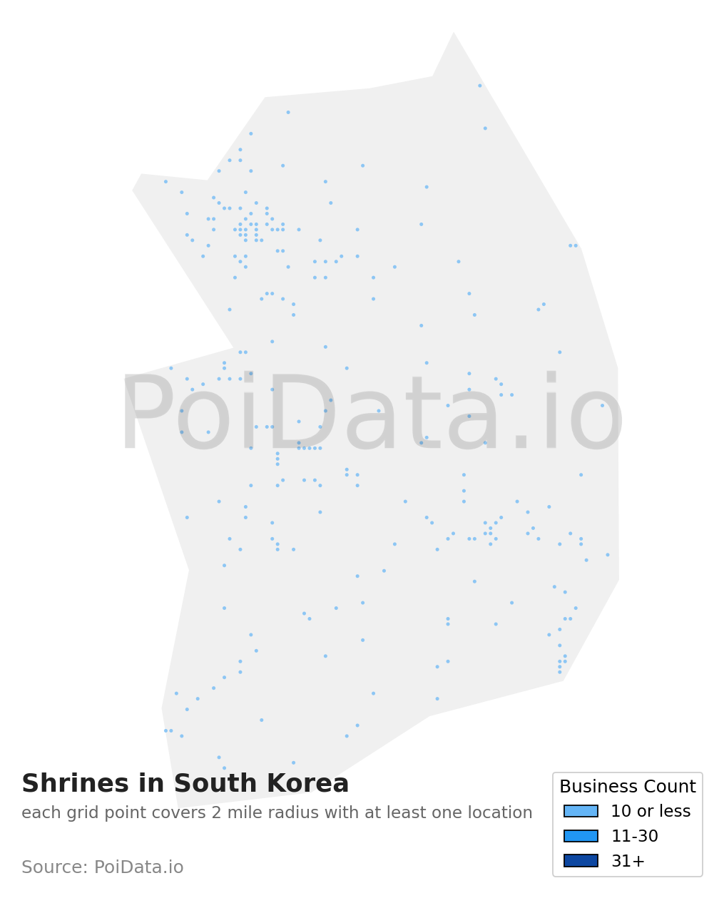 Shrine density map for South Korea