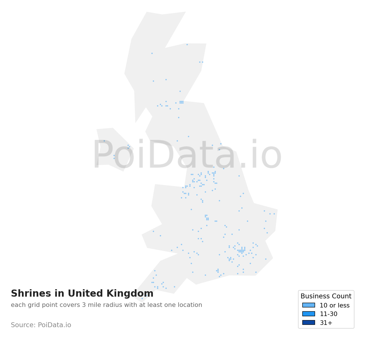 Shrine density map for United Kingdom