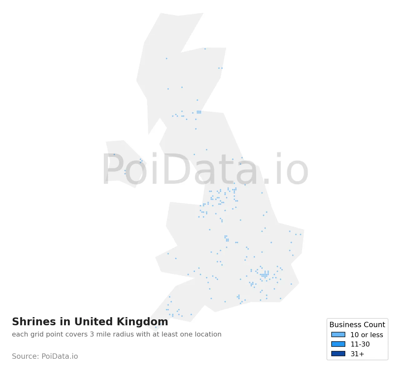 Shrine density map for United Kingdom