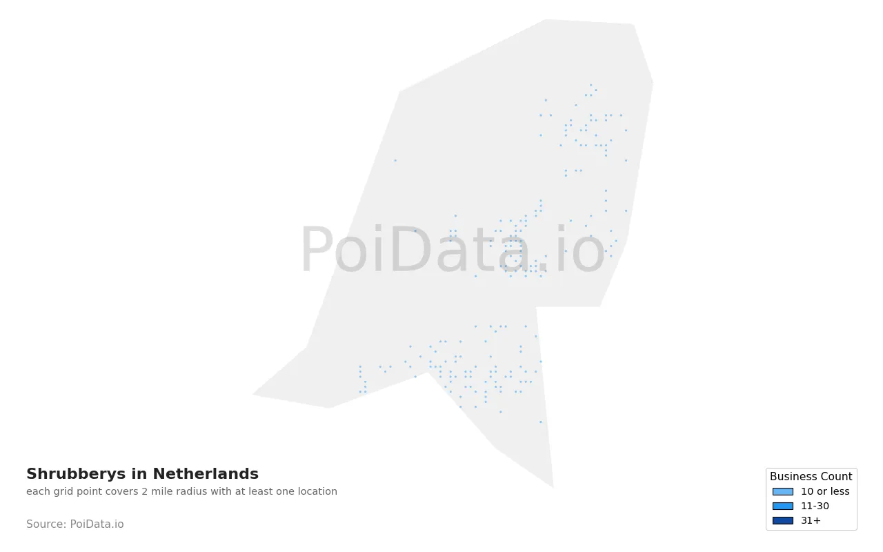 Shrubbery density map for Netherlands