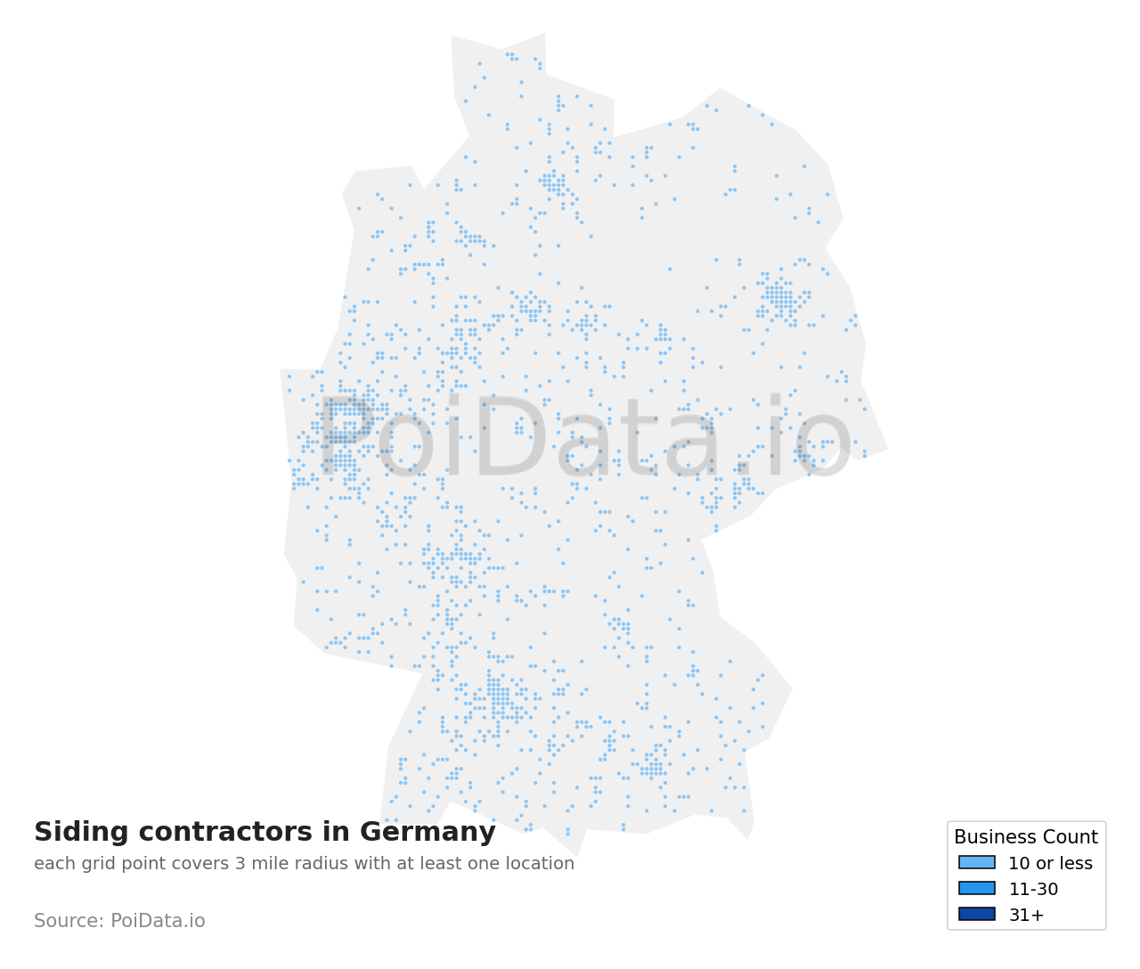 Siding contractor density map for Germany