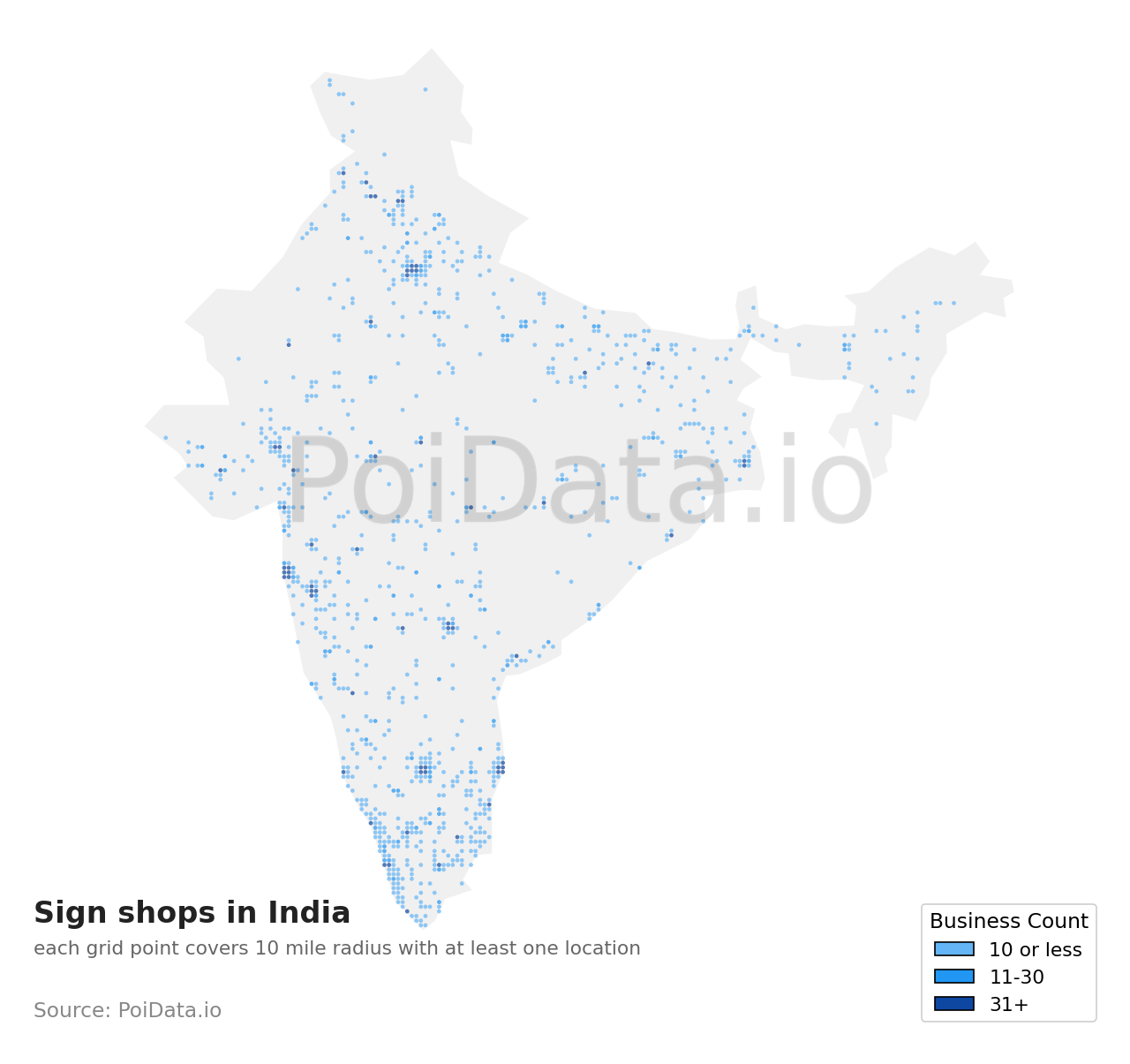 Sign shop density map for India