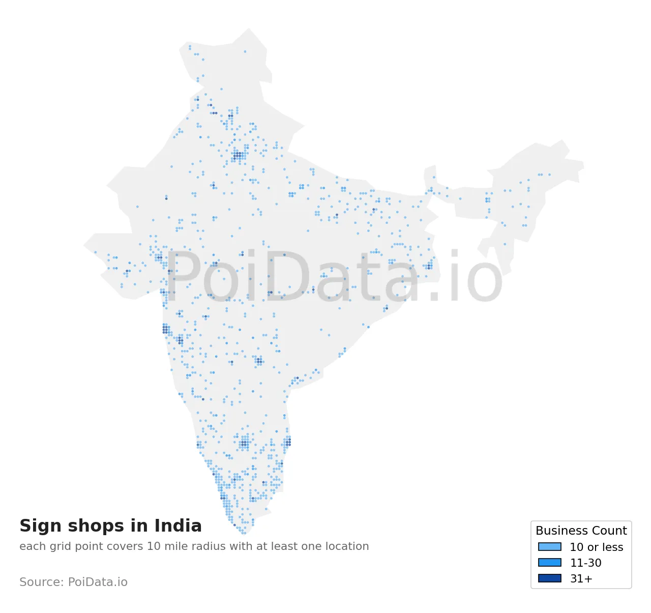 Sign shop density map for India