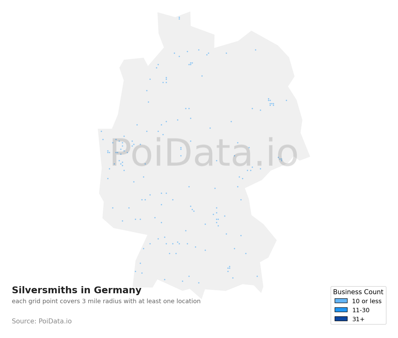 Silversmith density map for Germany