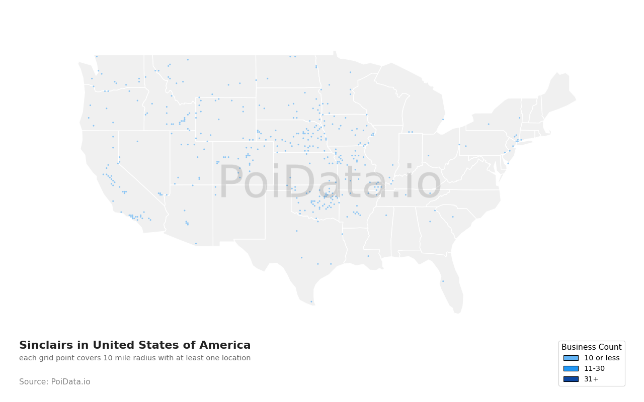 Sinclair density map for United States