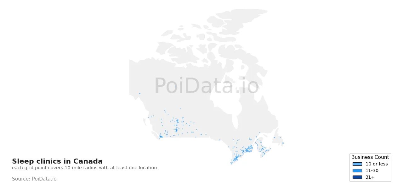 Sleep clinic density map for Canada