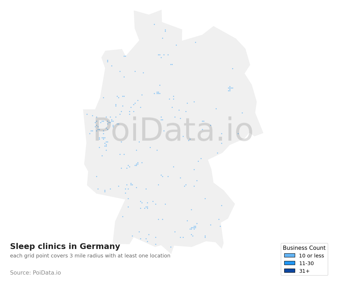 Sleep clinic density map for Germany