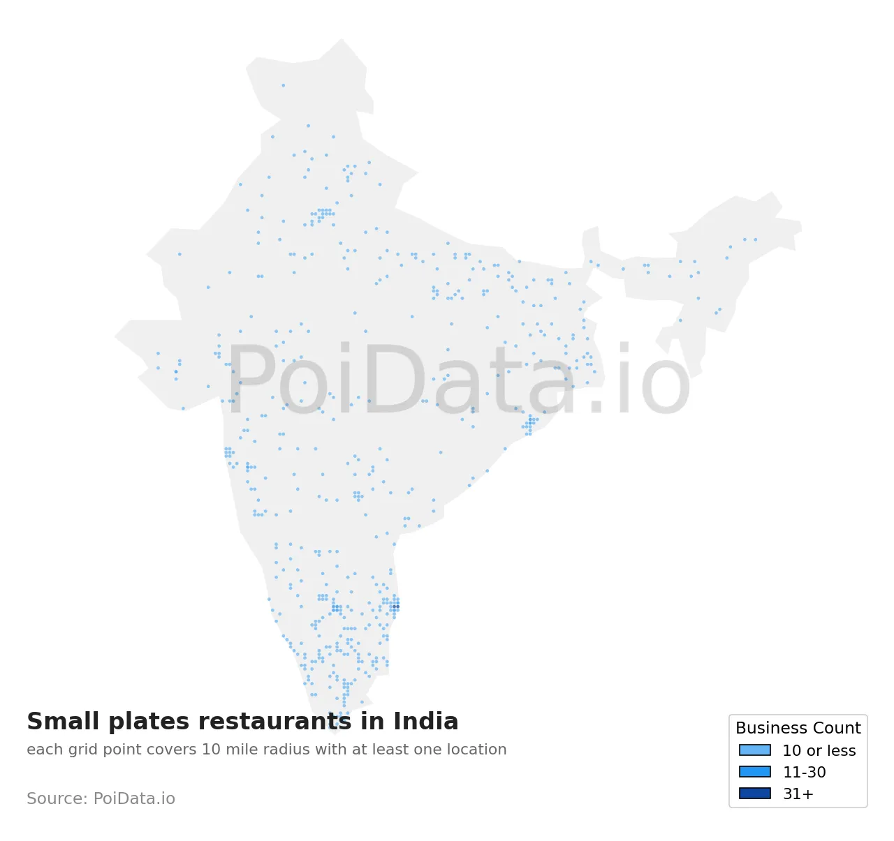 Small plates restaurant density map for India