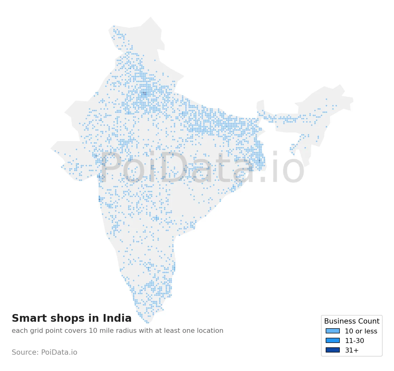 Smart shop density map for India