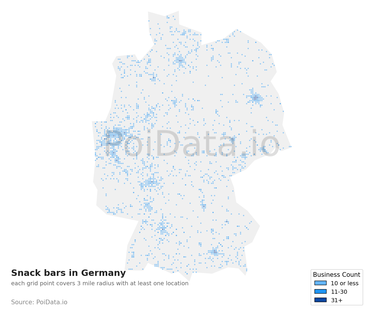Snack bar density map for Germany