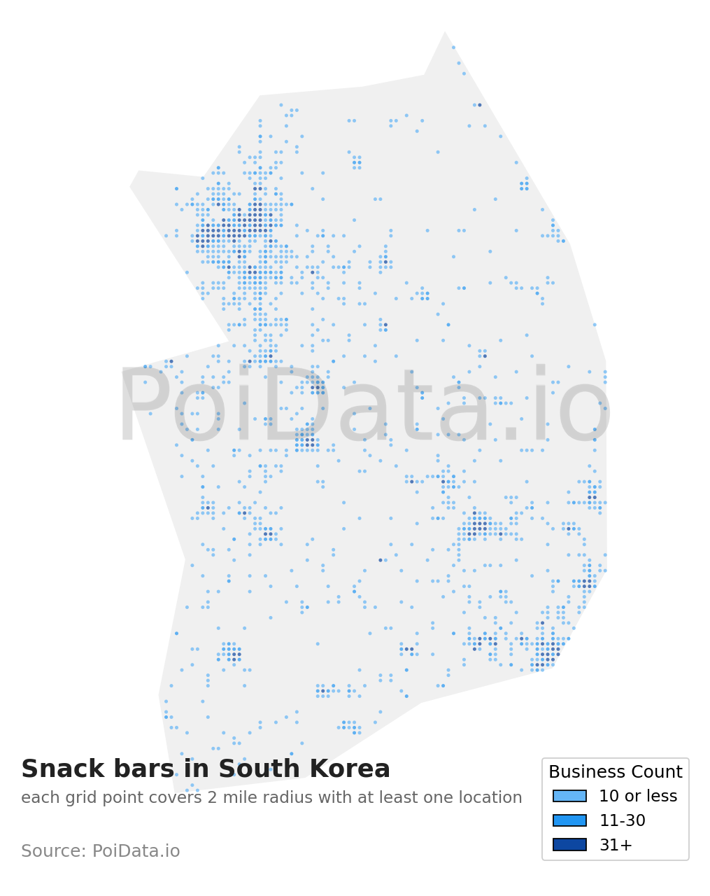 Snack bar density map for South Korea
