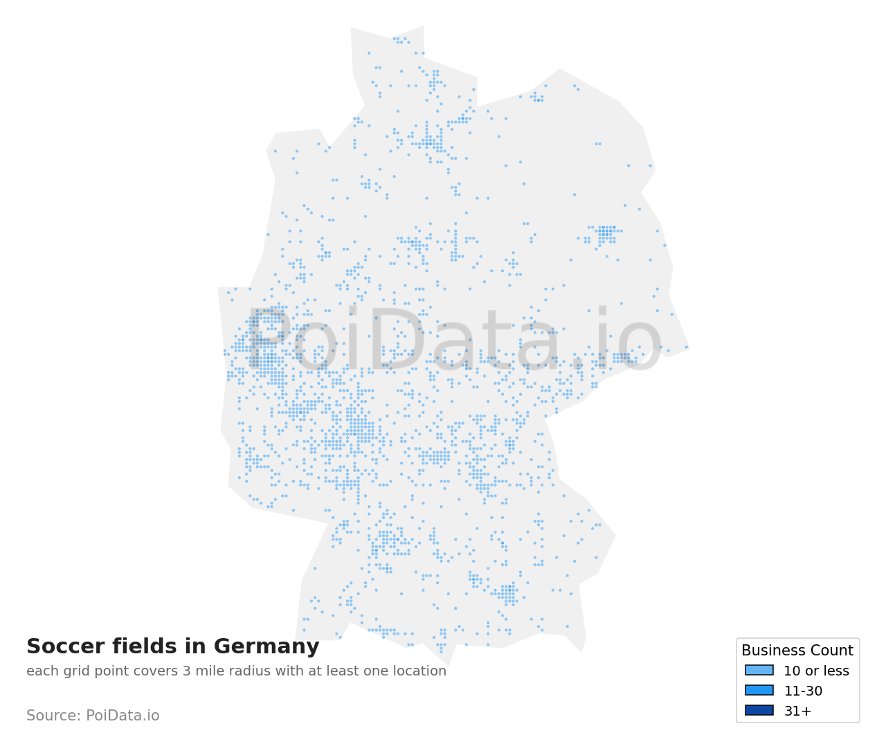 Soccer field density map for Germany