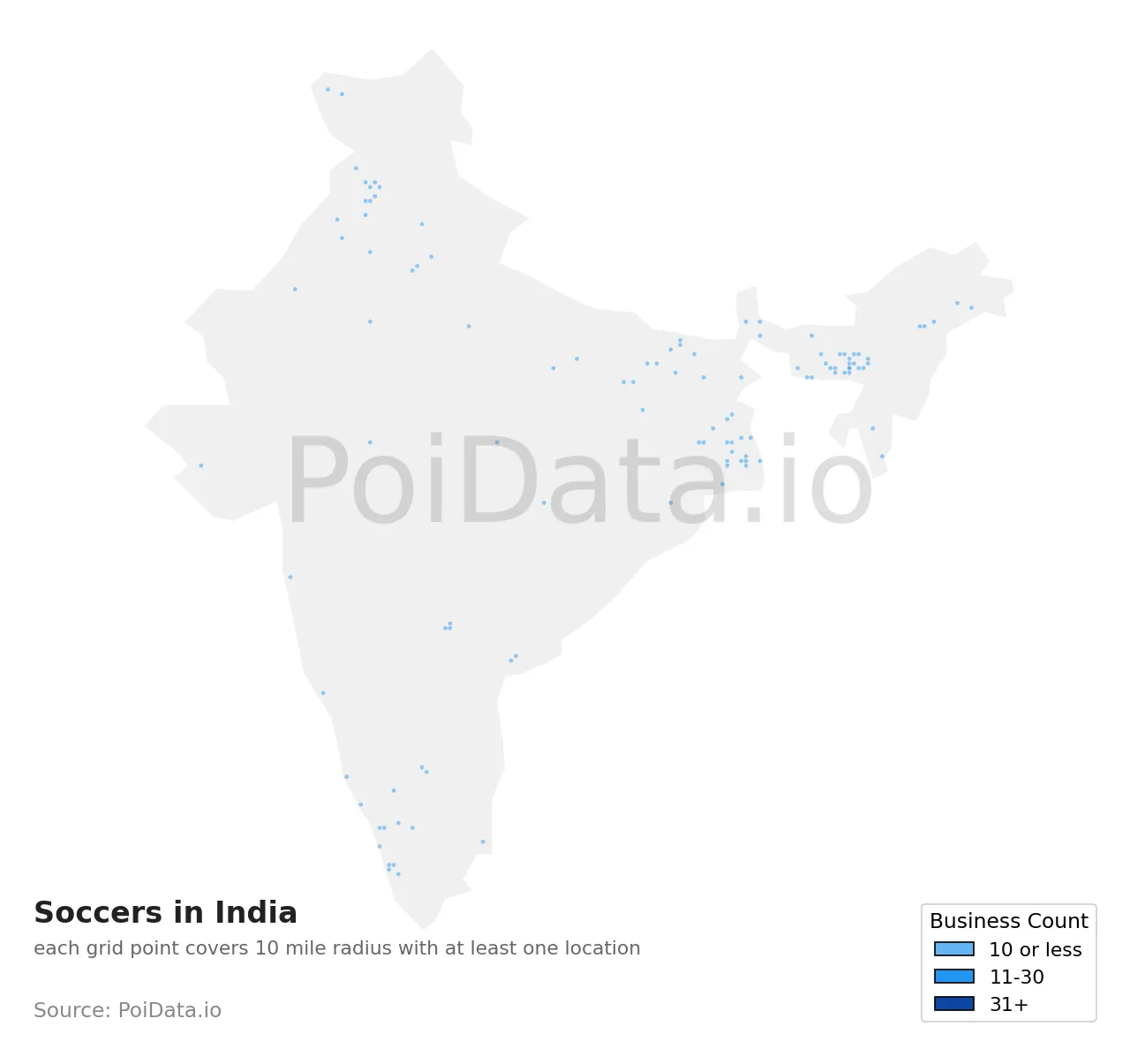 Soccer density map for India