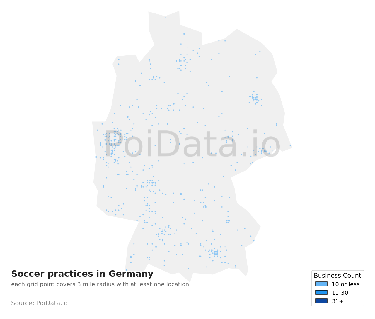 Soccer practice density map for Germany