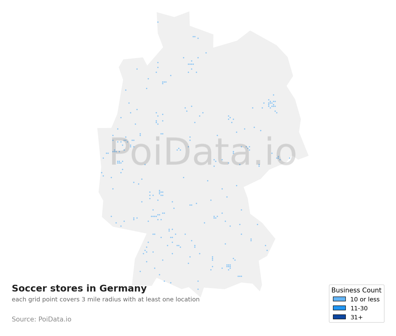Soccer store density map for Germany
