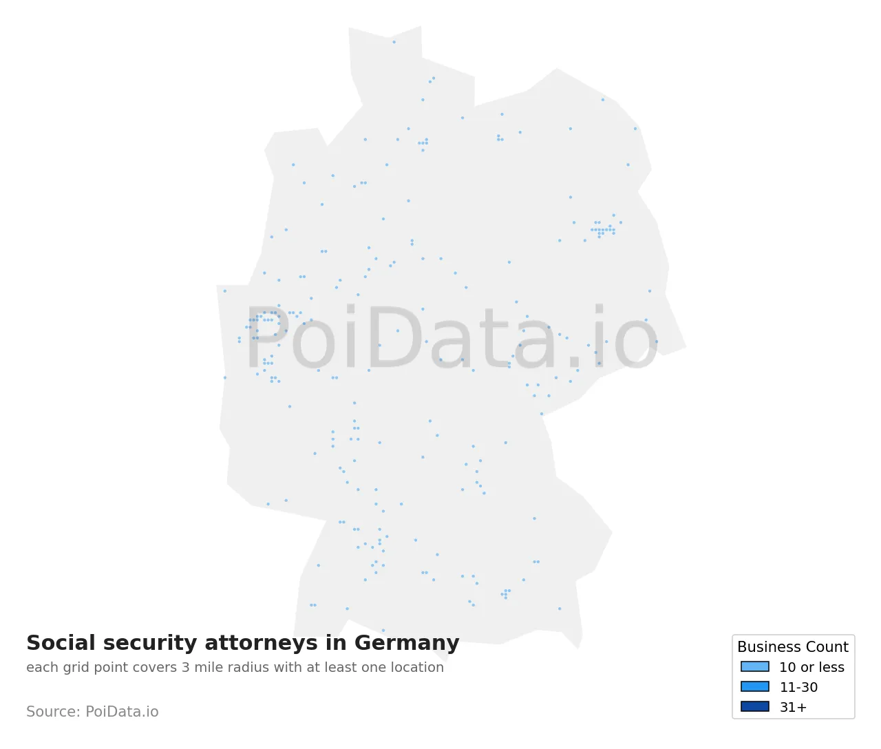 Social security attorney density map for Germany