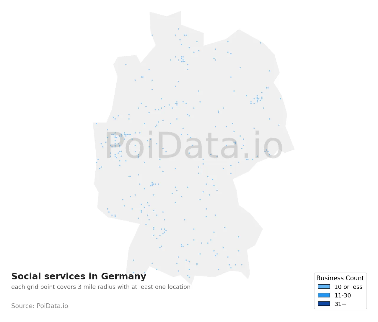 Social services density map for Germany