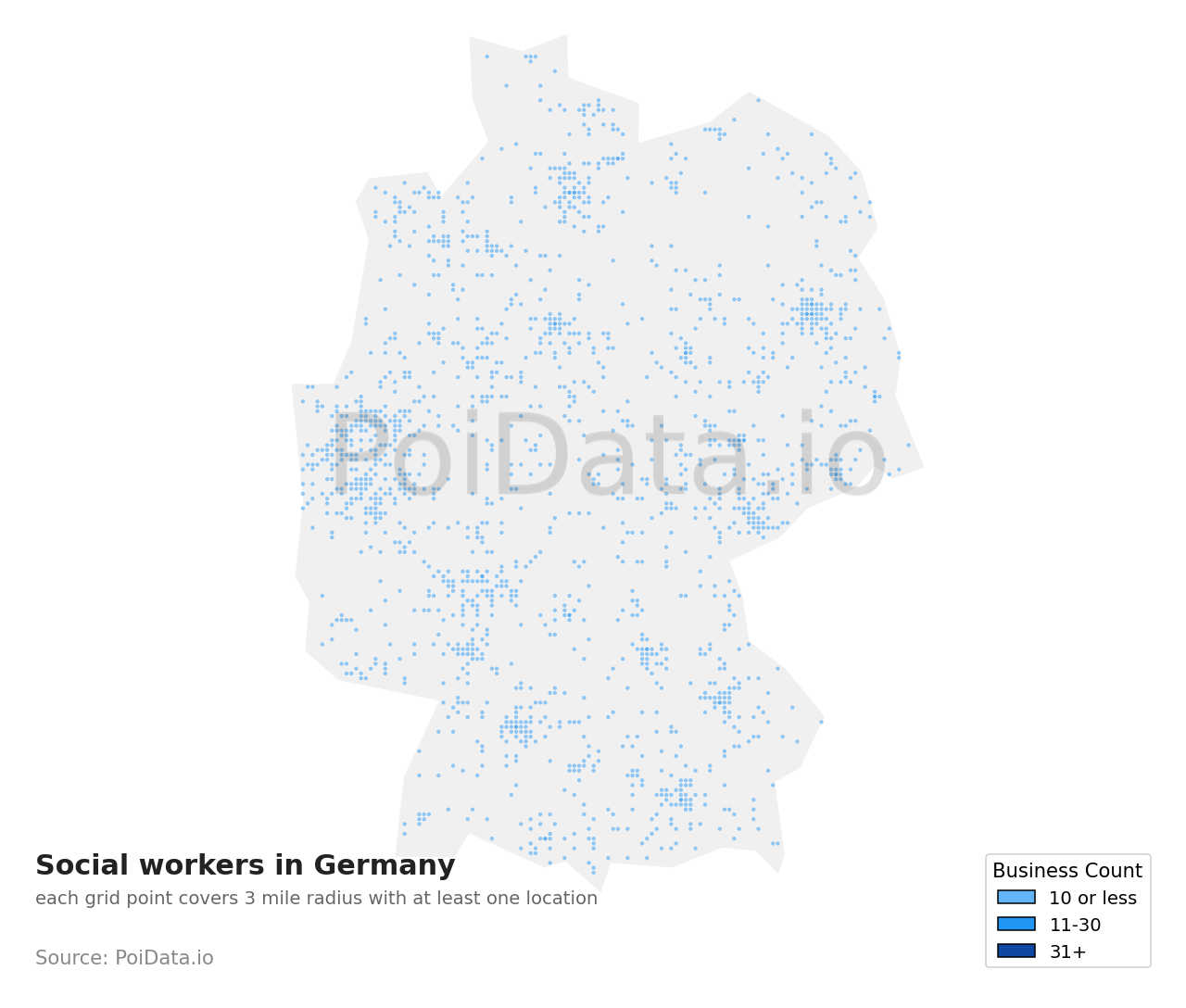 Social worker density map for Germany