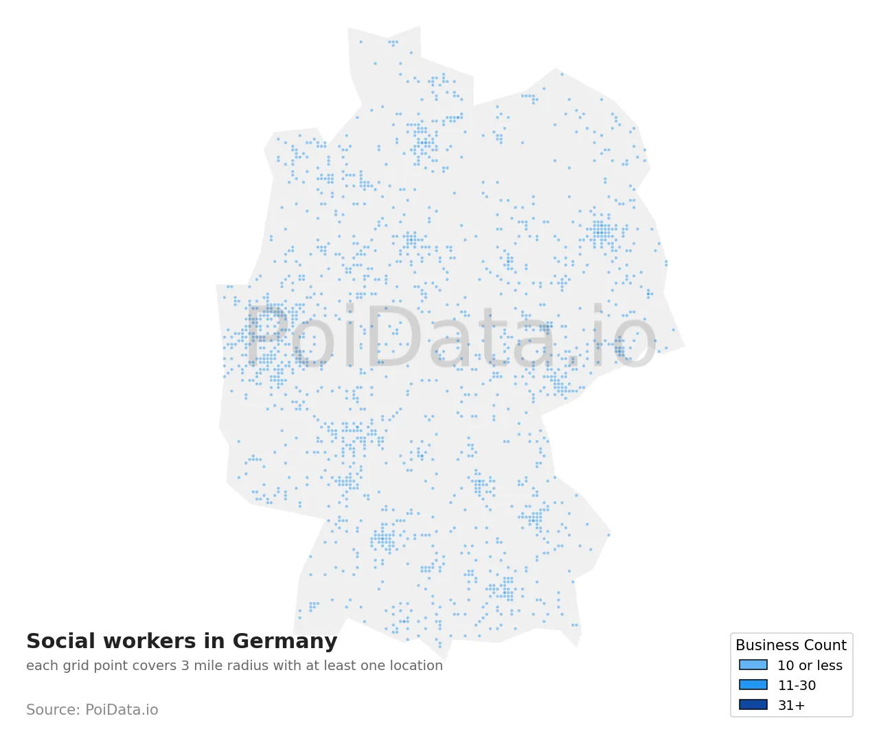 Social worker density map for Germany
