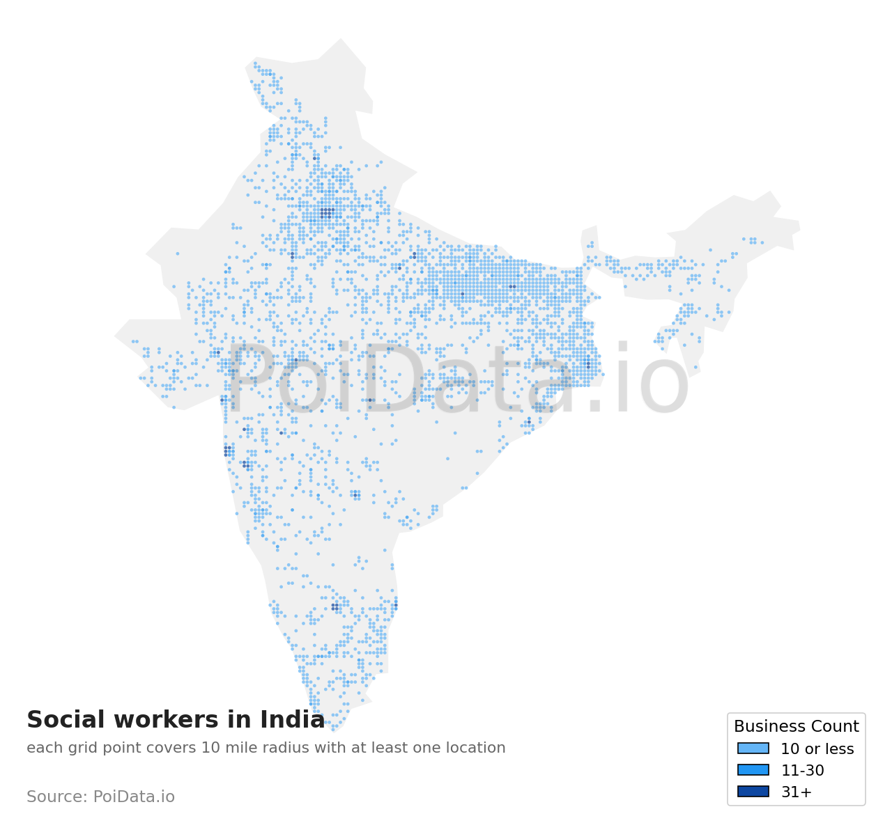 Social worker density map for India