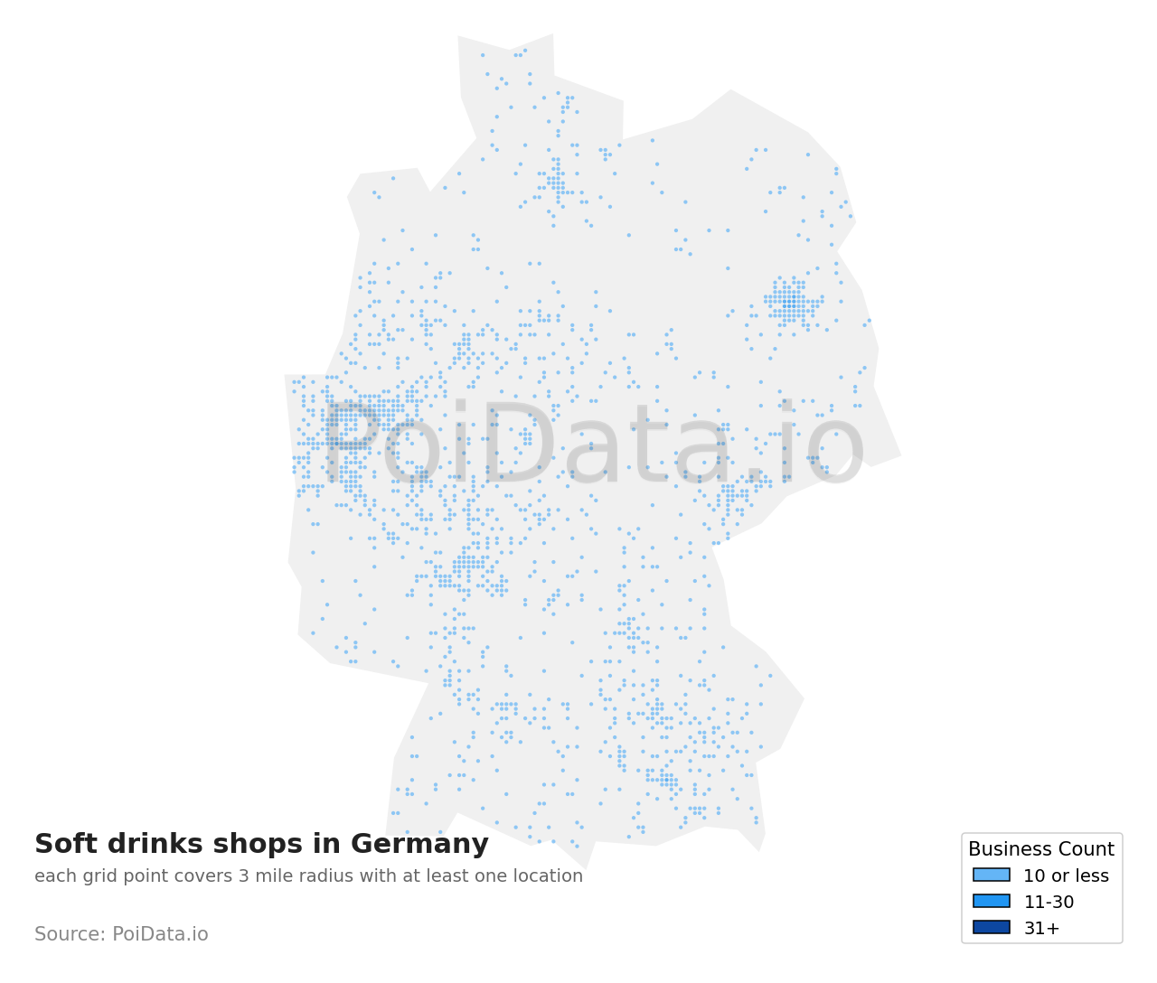 Soft drinks shop density map for Germany