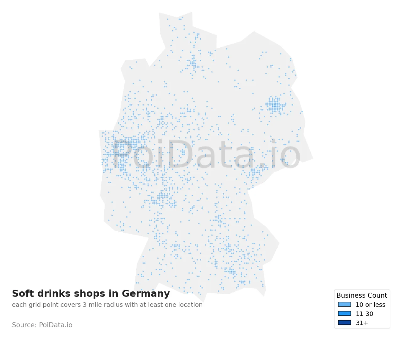 Soft drinks shop density map for Germany