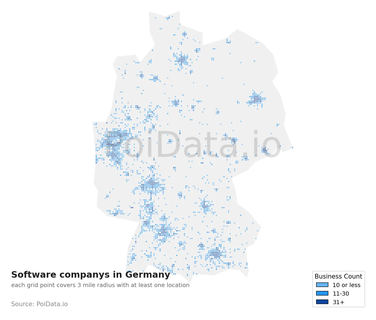 Software company density map for Germany