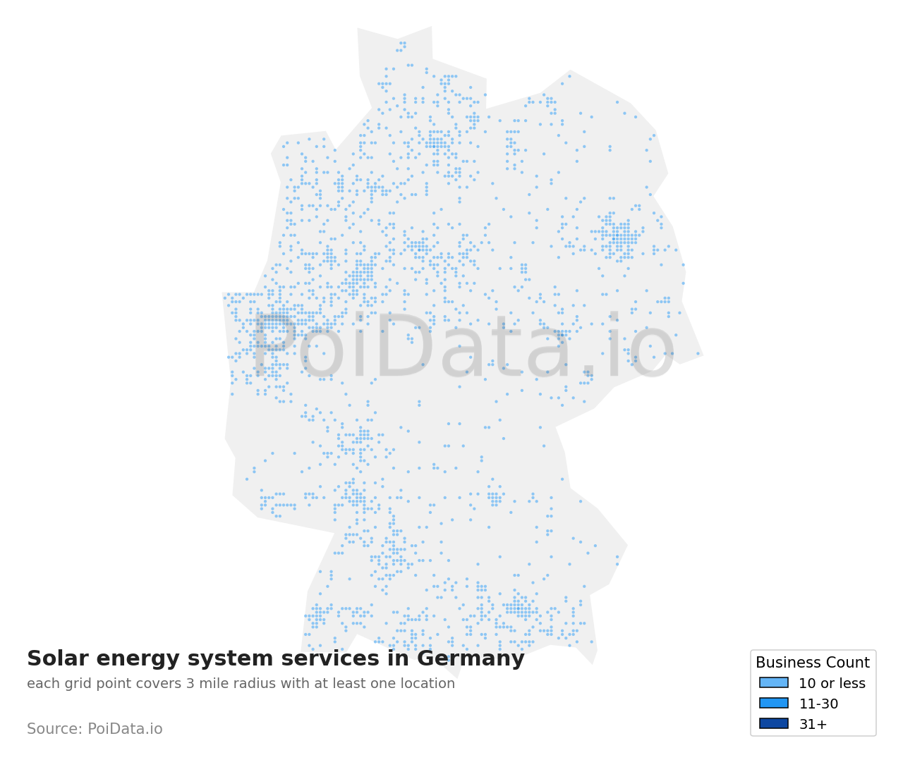 Solar energy system service density map for Germany
