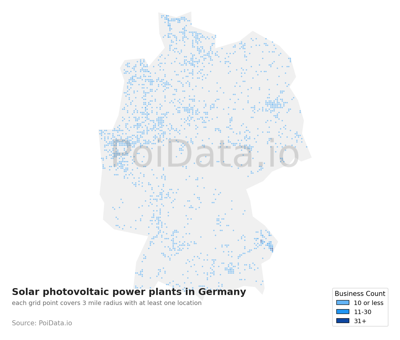 Solar photovoltaic power plant density map for Germany
