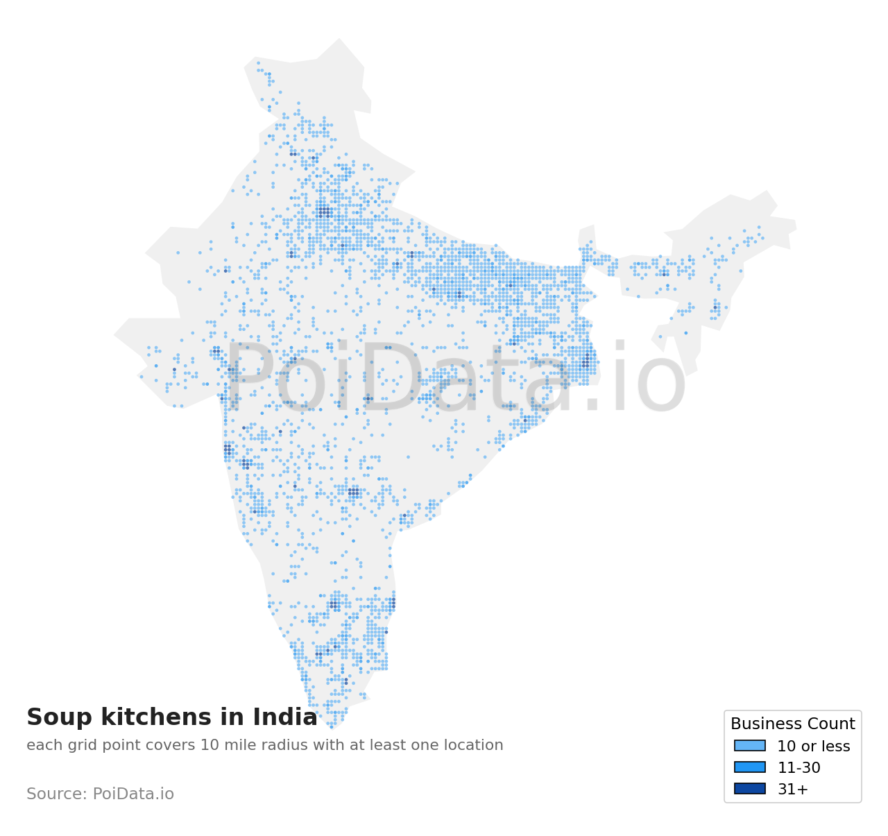 Soup kitchen density map for India