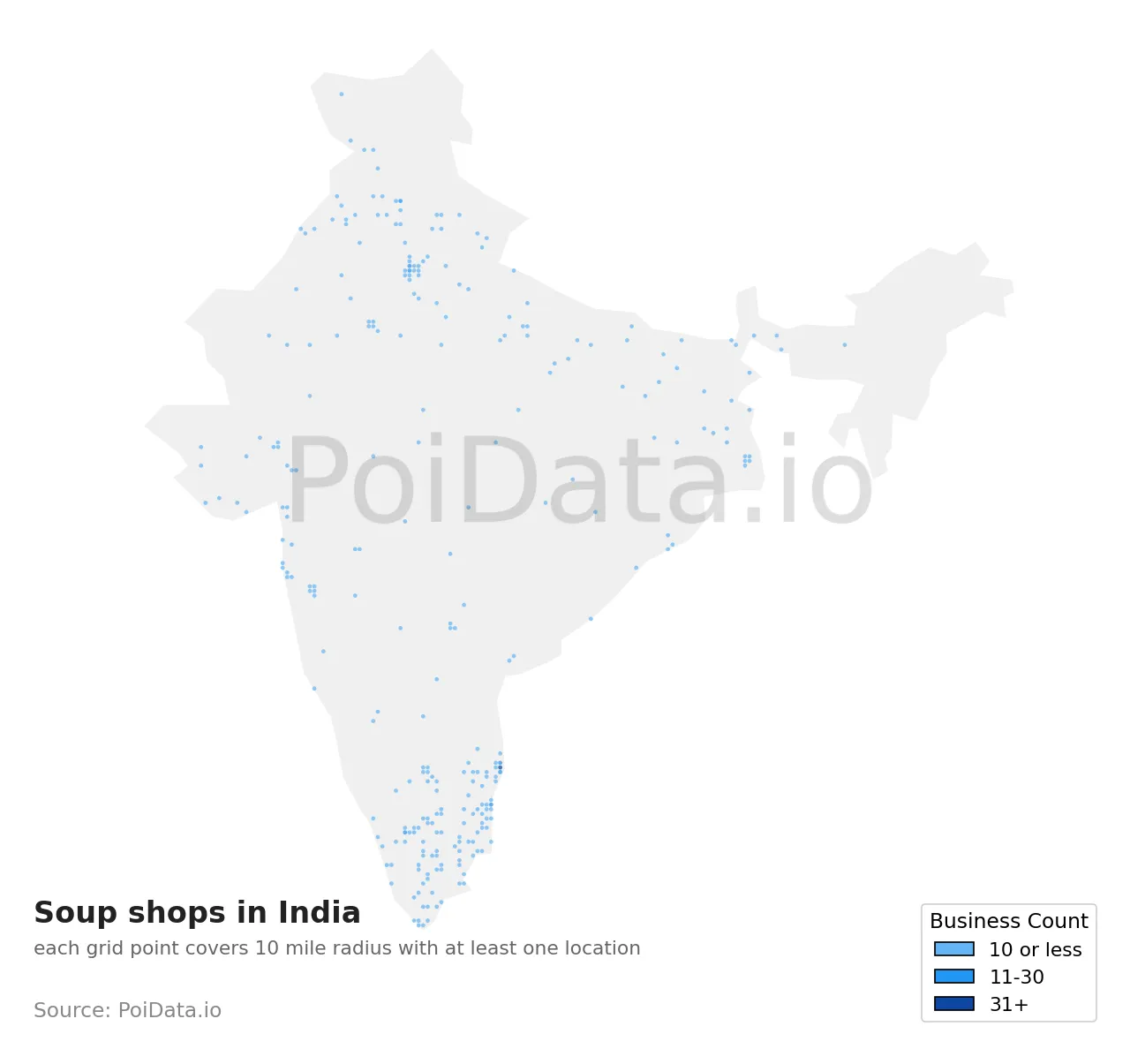 Soup shop density map for India