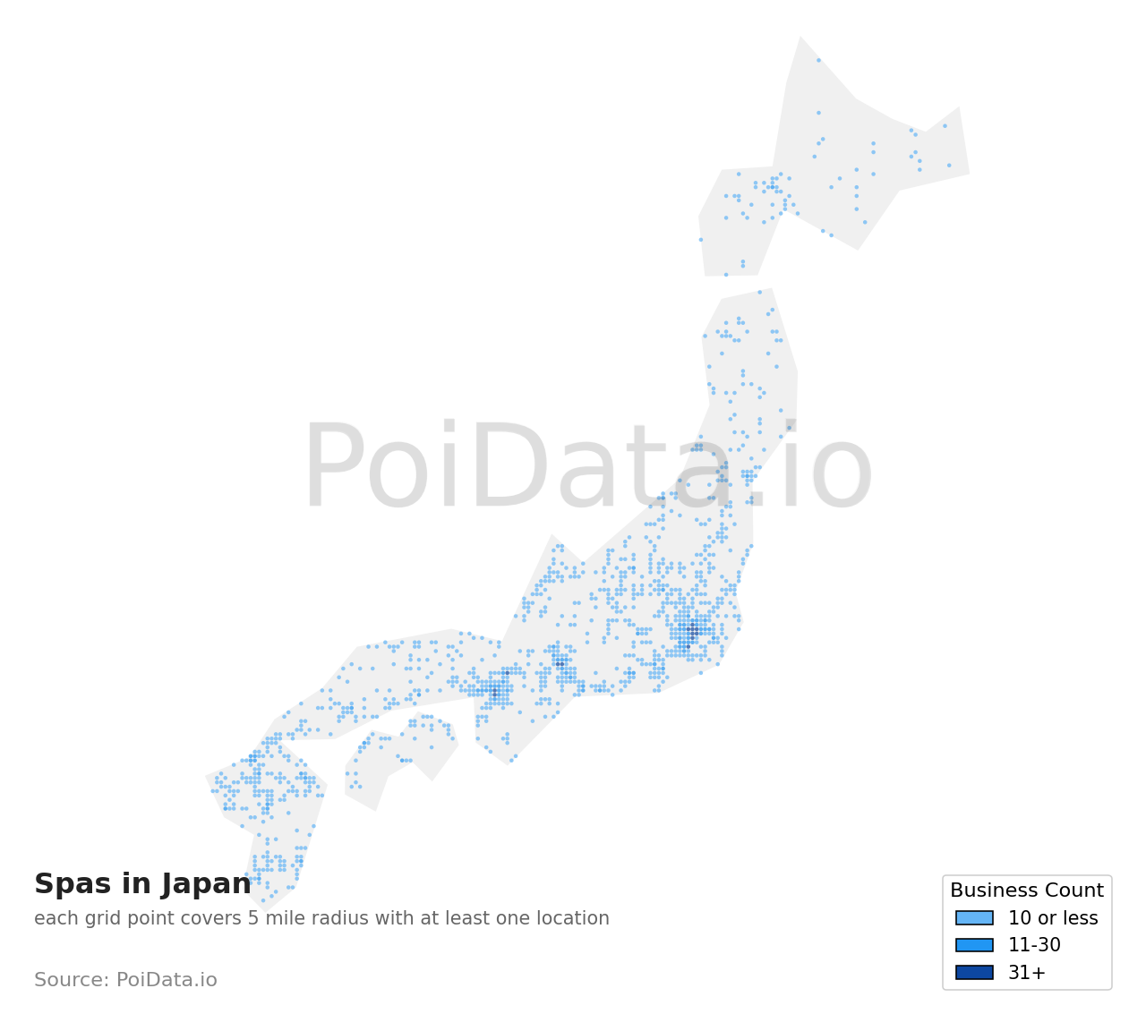 Spa density map for Saitama, Japan