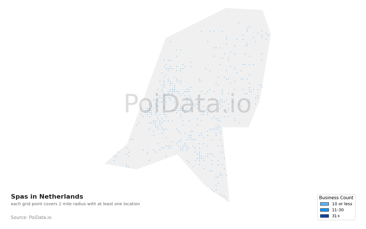 Spa density map for Netherlands