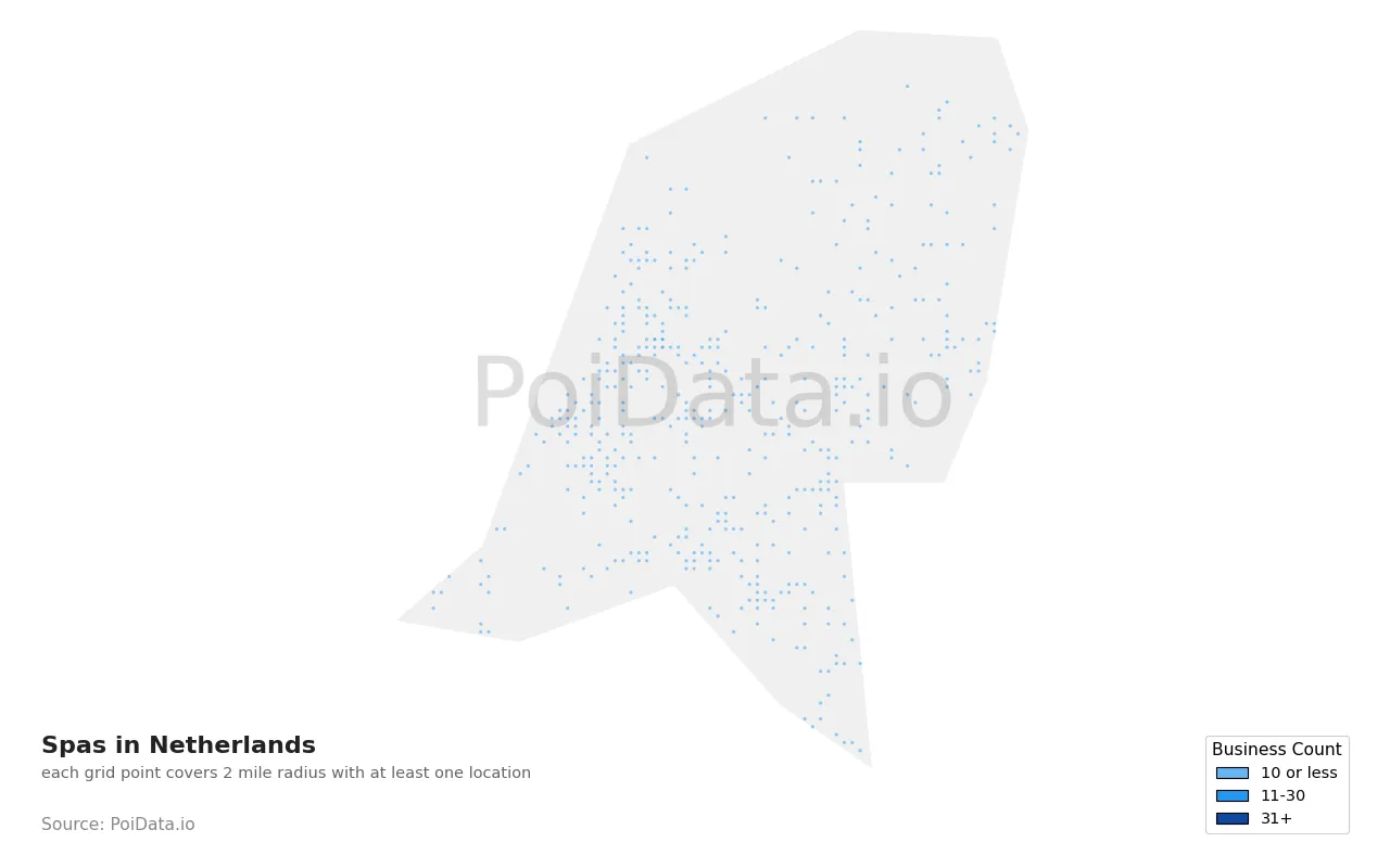Spa density map for Netherlands