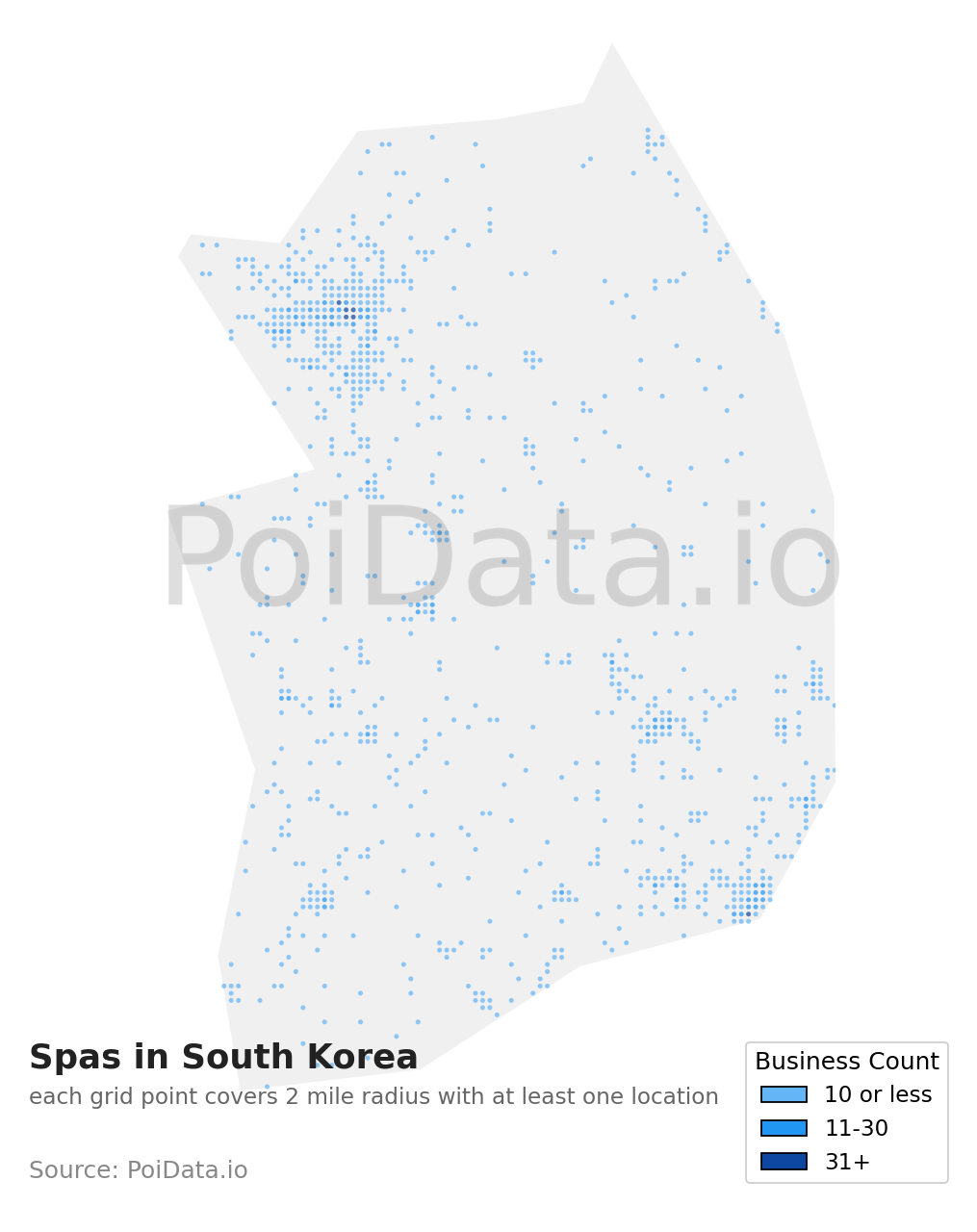 Spa density map for South Korea