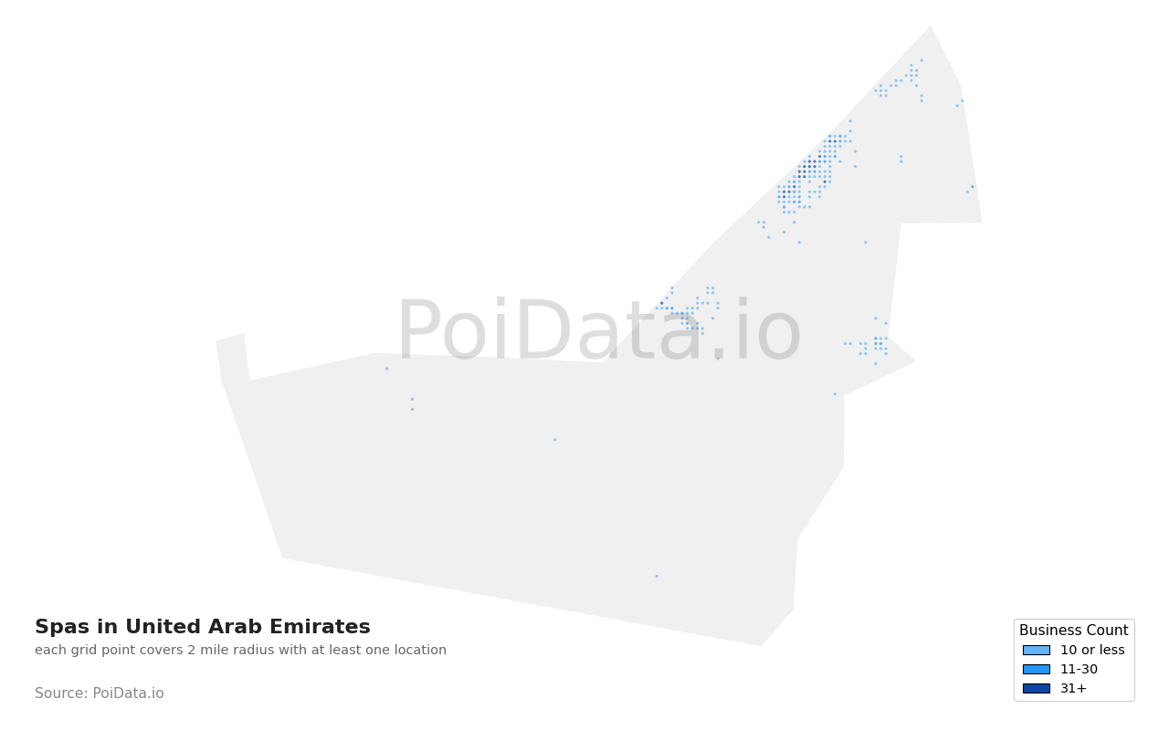 Spa density map for United Arab Emirates