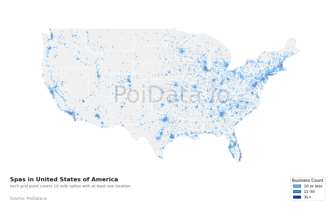 Spa density map for United States
