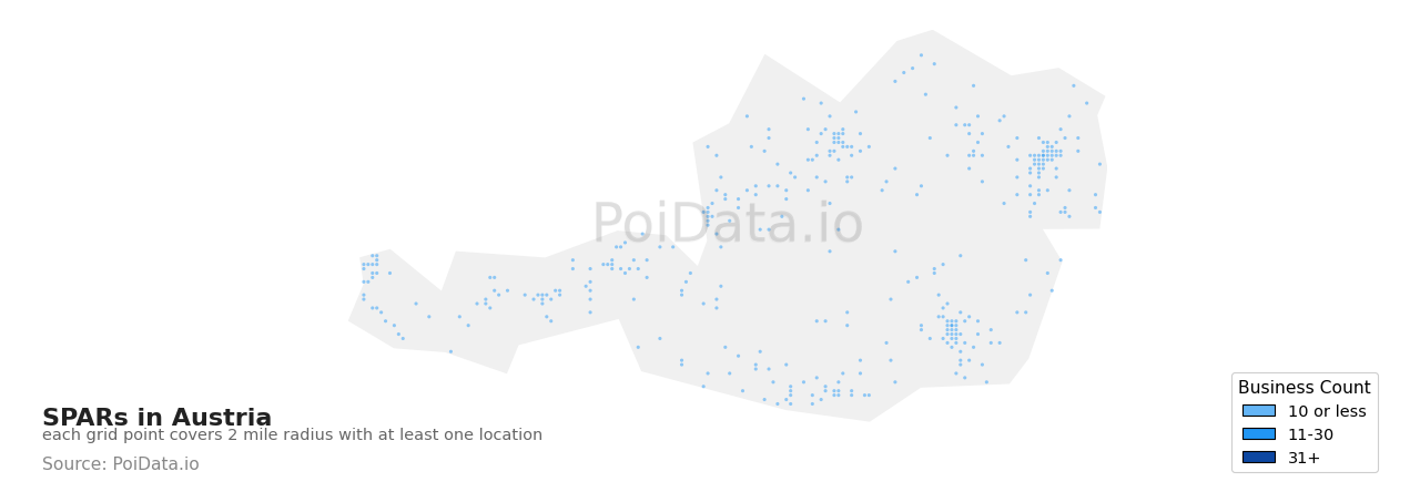 SPAR density map for Austria