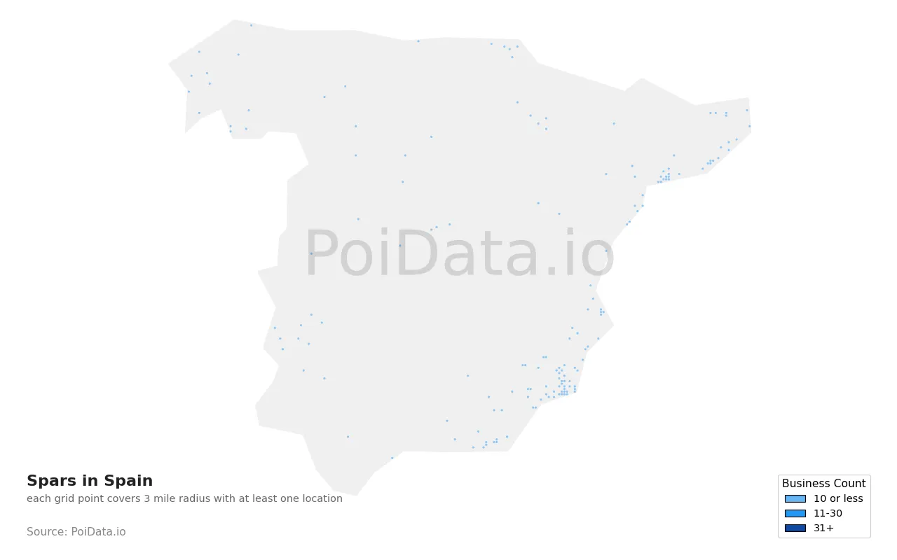 Spar density map for Spain