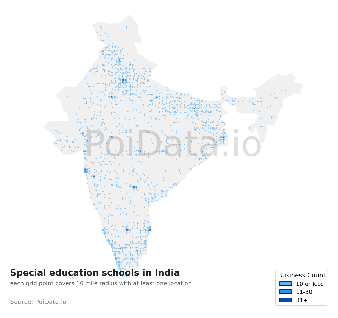 Special education school density map for India