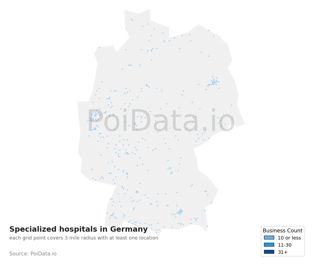 Specialized hospital density map for Germany