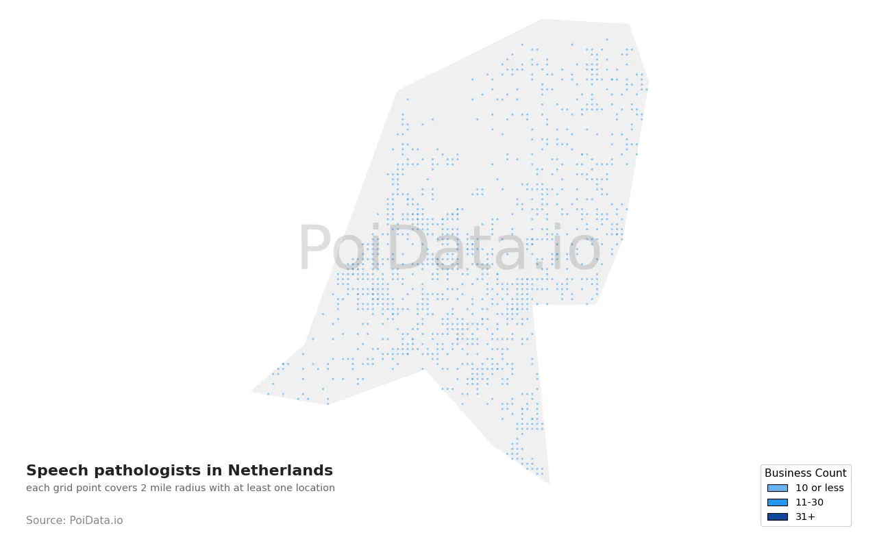 Speech pathologist density map for Netherlands