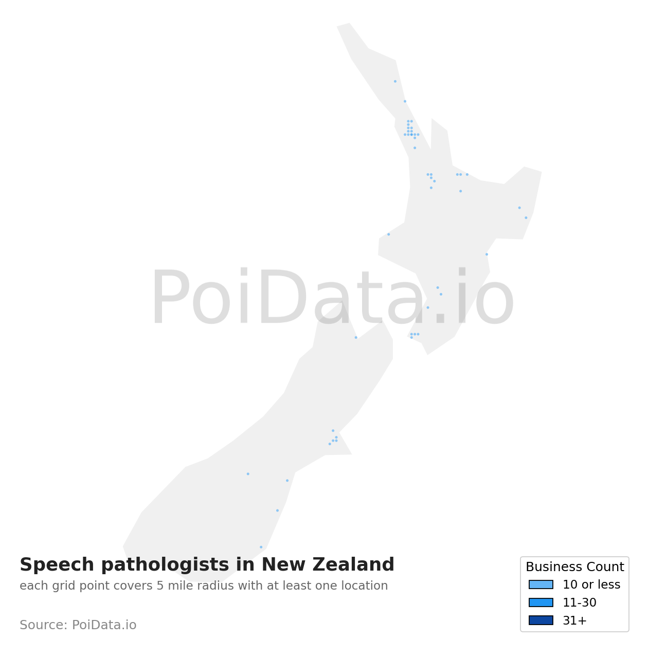 Speech pathologist density map for New Zealand