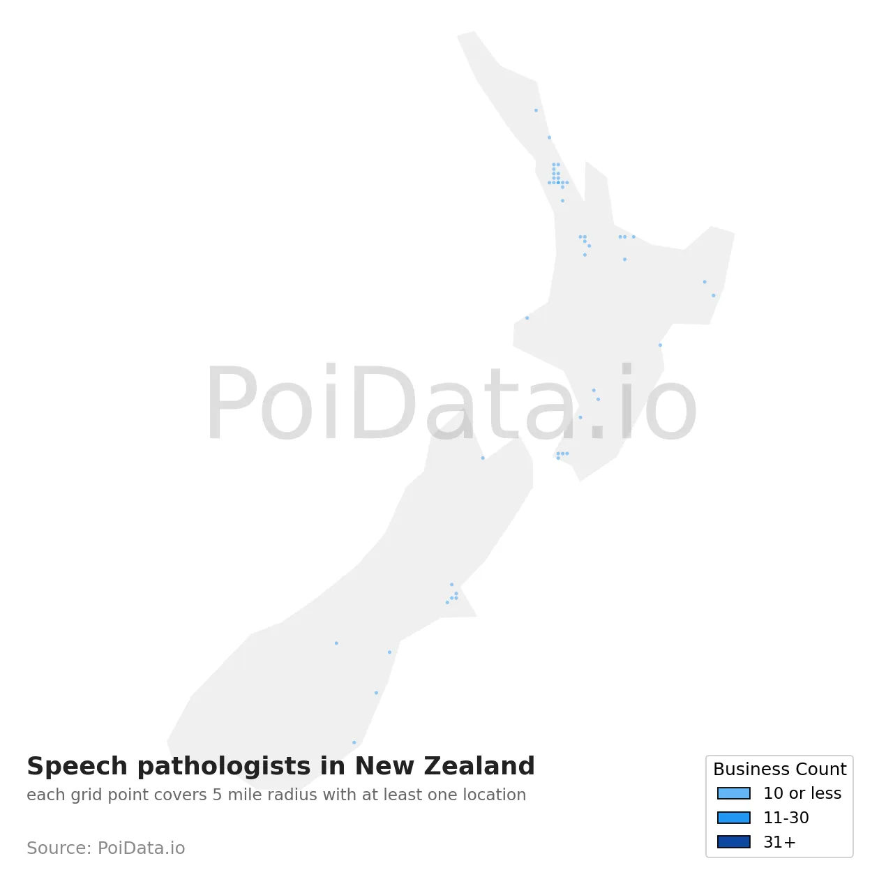 Speech pathologist density map for New Zealand