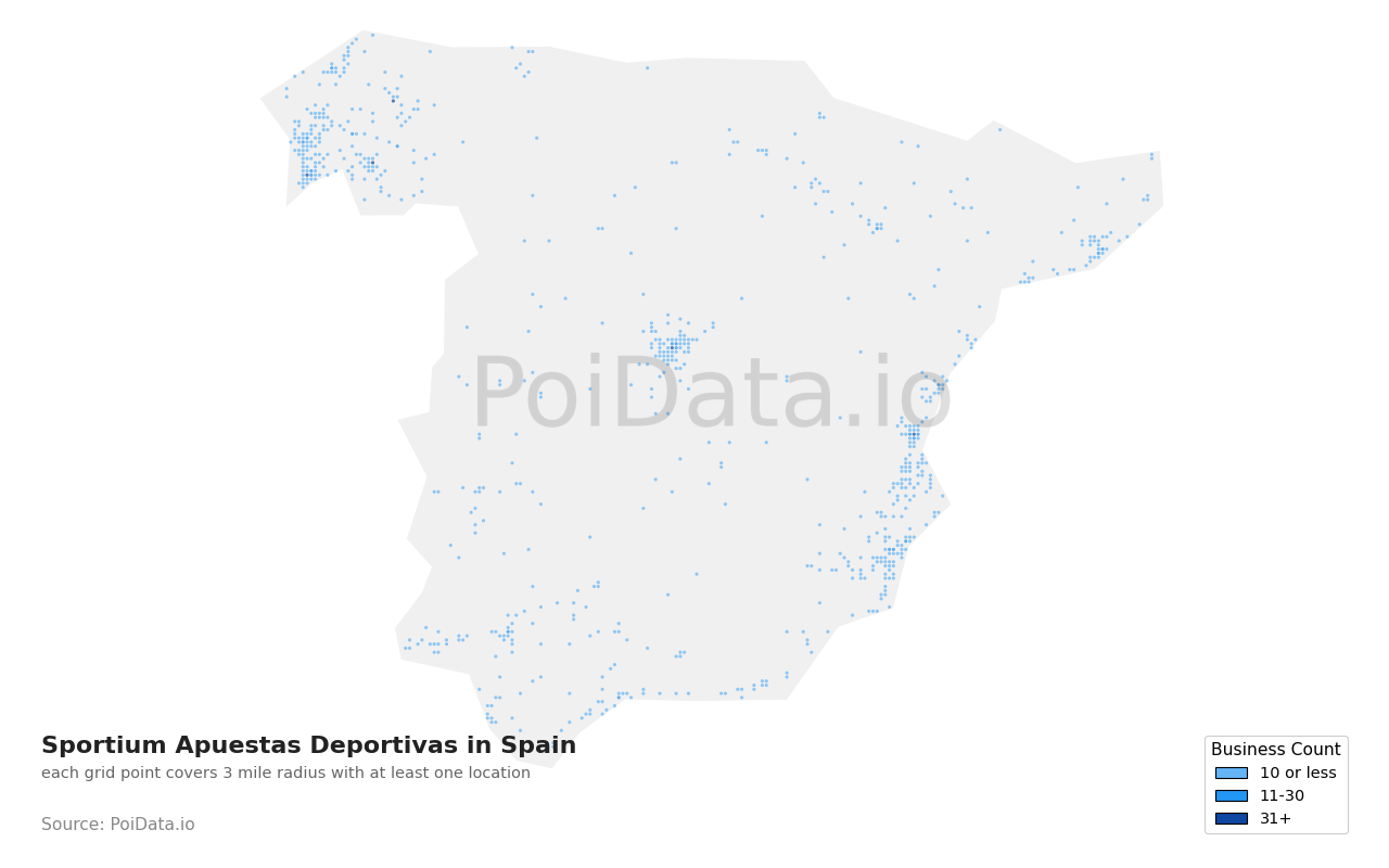 Sportium Apuestas Deportivas density map for Spain