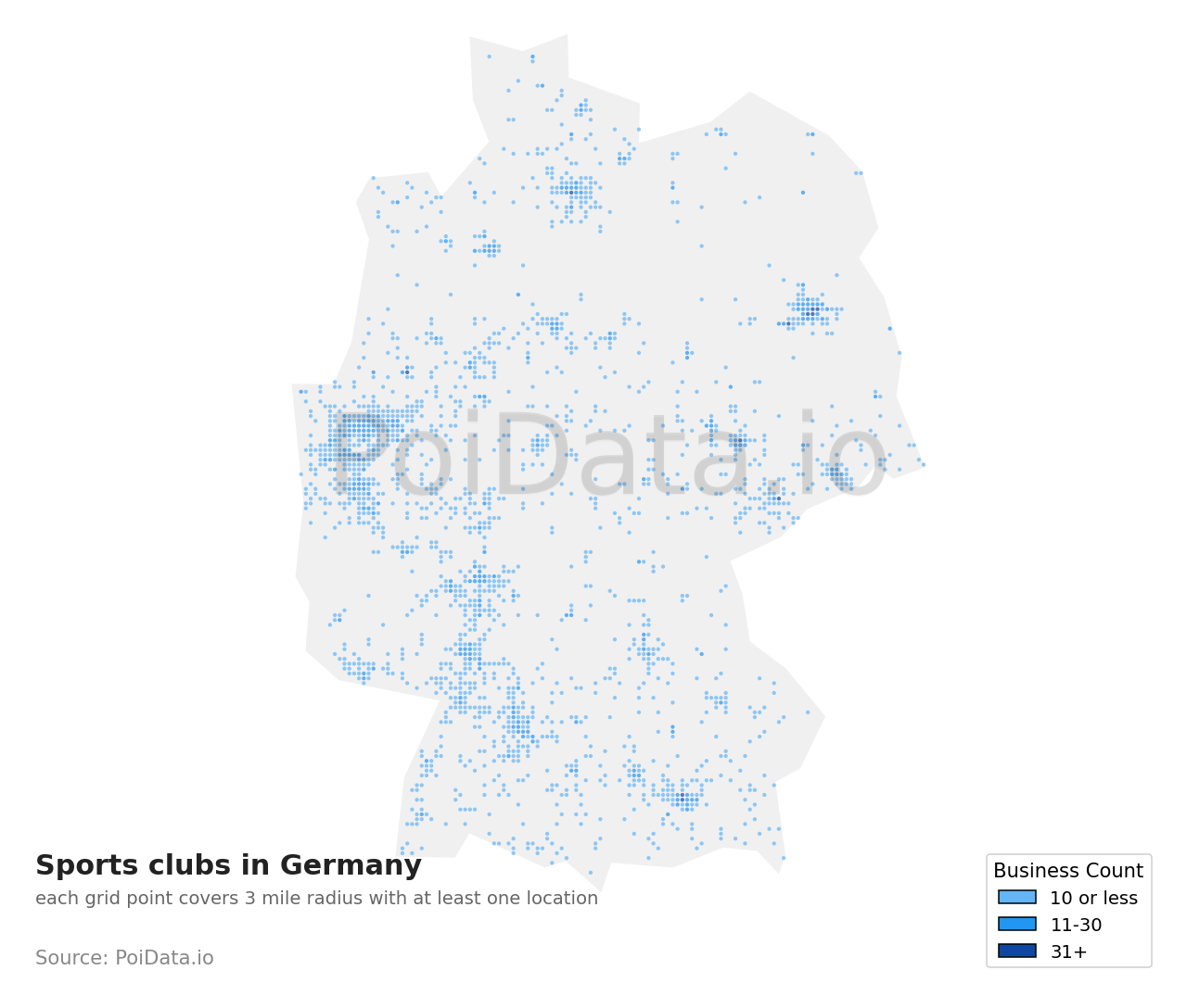 Sports club density map for Germany