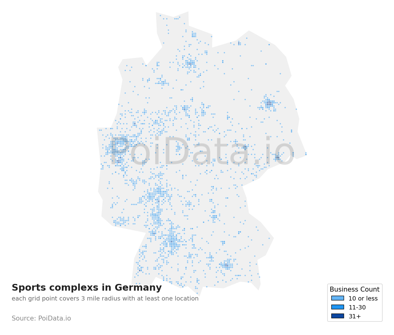 Sports complex density map for Germany