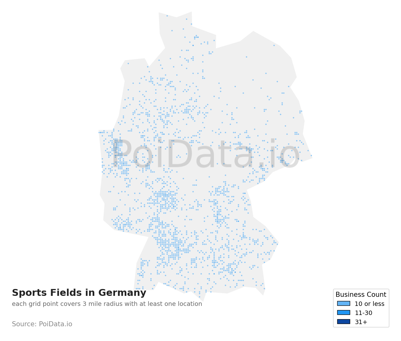 Sports Field density map for Germany